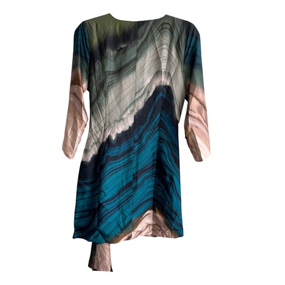 Socialite Olive Teal Abstract Marble Print Wrap Mini Dress WDR121749-N New Small - Picture 6 of 12